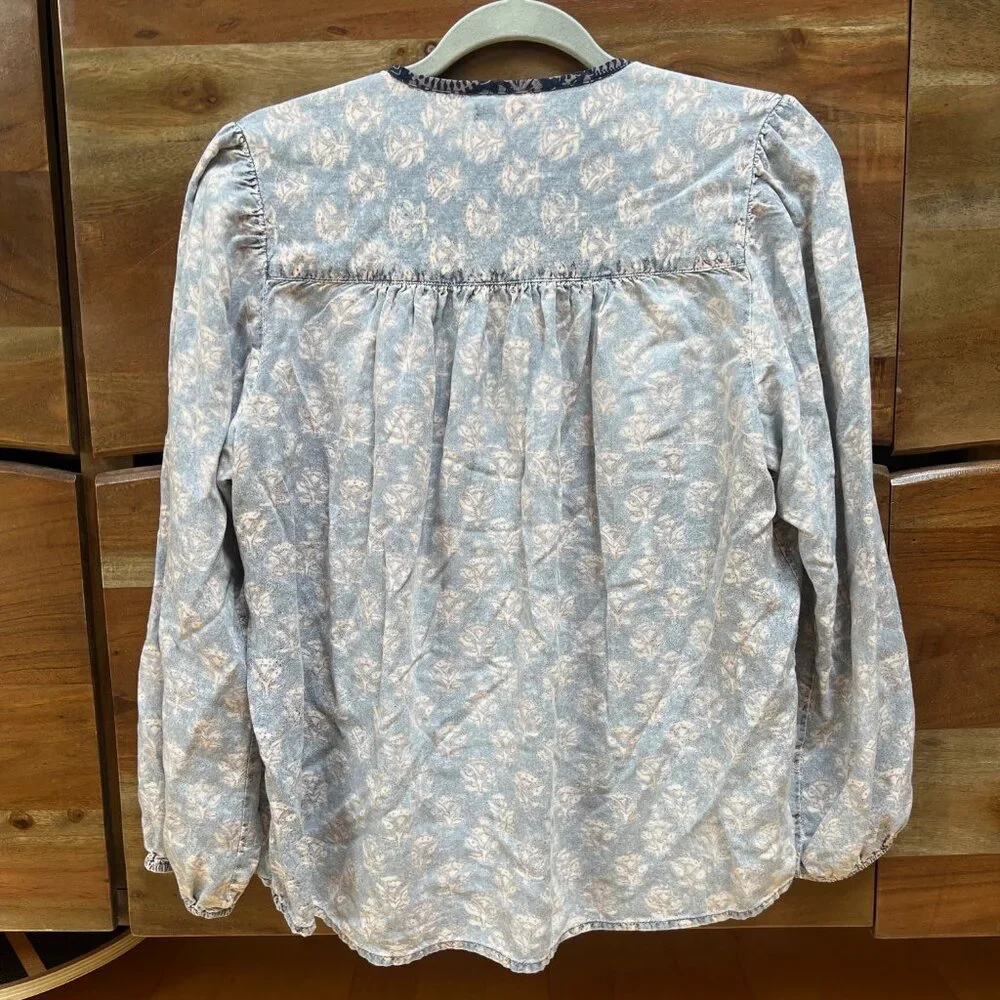 Dylan Los Angeles Blue Peasant Blouse, Size Small - Picture 2 of 11